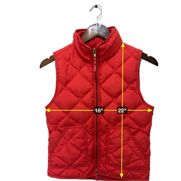 089 J.Crew | UK Quilted Puffer Vest | Red Salmon Lightweight Down (Size XS) - Picture 3 of 11